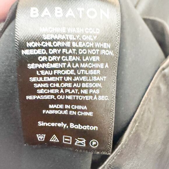 Babaton Black Faux Leather Front Slit A-Line Midi Skirt Side Zipper Size 6 - Picture 4 of 6